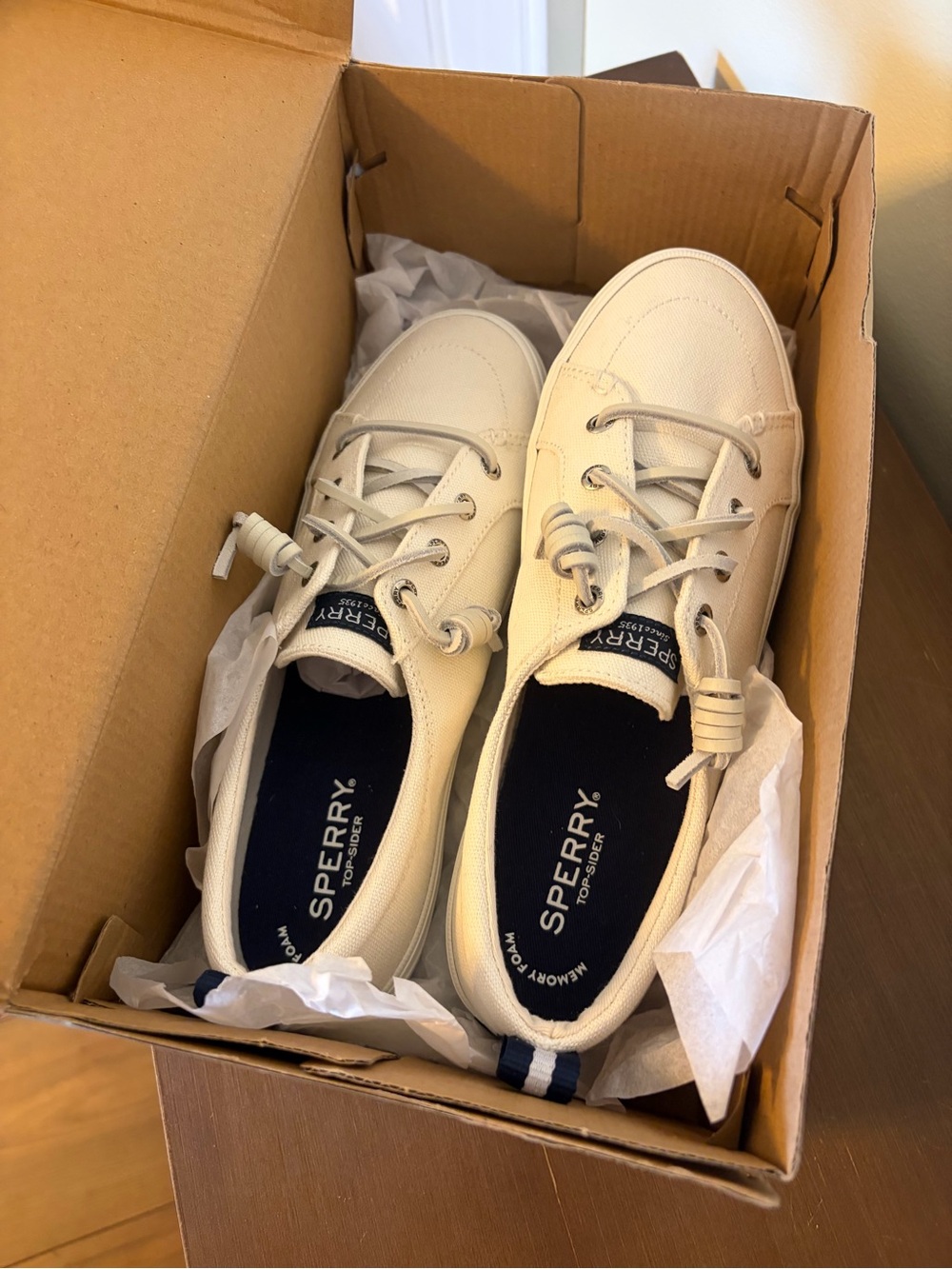 Sperry Women’s Canvas Boat Shoes in Off-White